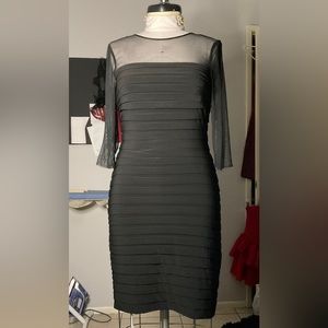 Pleated Bodycon Mesh sleeve dress